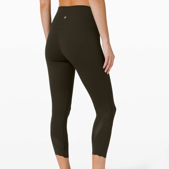 lululemon athletica Pants - Lululemon Wunder Under High-Rise Crop 23" Scallop Full-On Luxtreme Dark Olive
